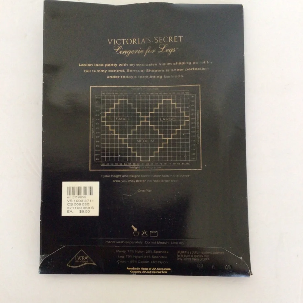 VICTORIAS SECRET SENSUAL SHAPER PANTYHOSE SIZE SMALL NWT BLACK.
